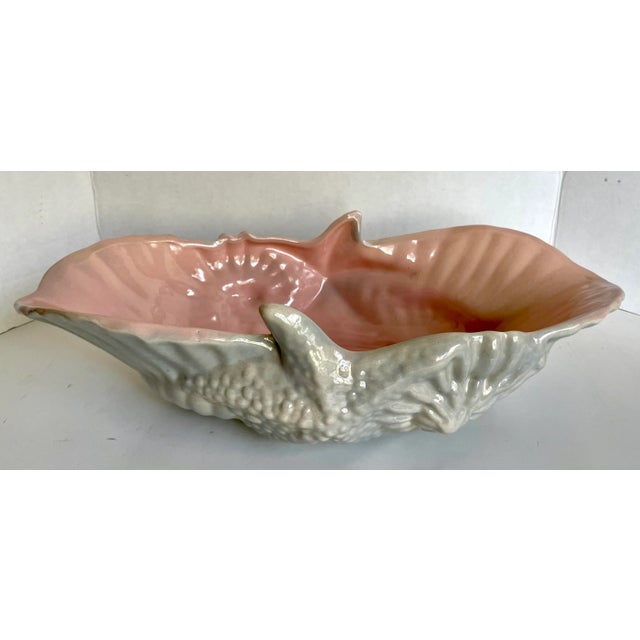 Ceramic Mid 20th Century Gonder Pottery 500 Gray and Pink Sealife Shell Bowl For Sale - Image 7 of 10
