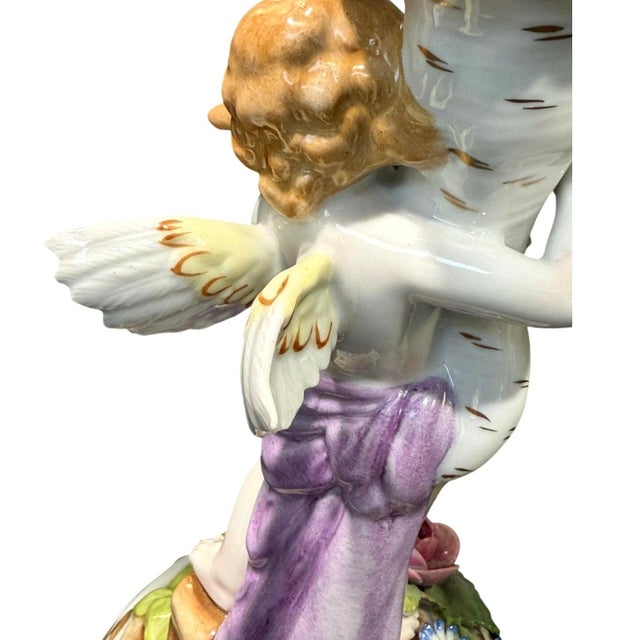 Antique Von Schierholz Germany Hand Painted Porcelain Cherub 2-Light Candelabra For Sale - Image 10 of 15