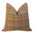 Butterscotch, Blue & White Coastal Plaid Feather/Down Pillow For Sale