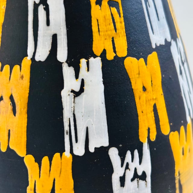 Mid Century West German Pottery Vase - Yellow Checkered For Sale In San Francisco - Image 6 of 9