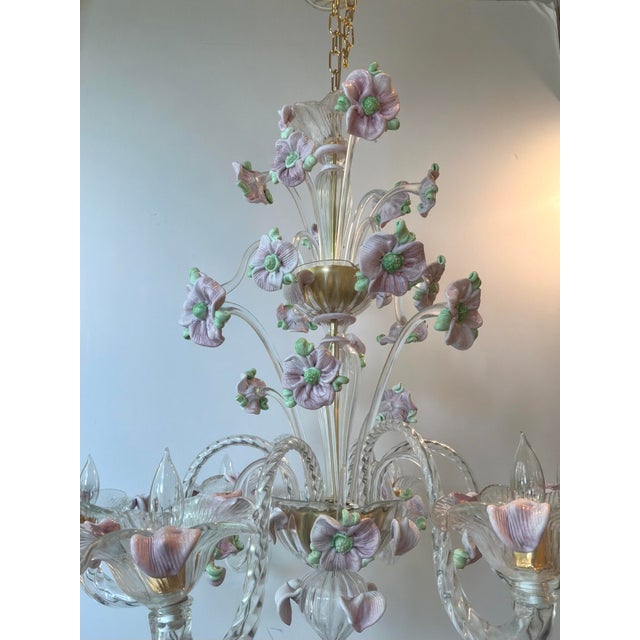 Italian Venetian Glass Flower Chandelier For Sale In Atlanta - Image 6 of 8