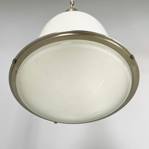 Mid-Century Italian Modern Hanging Lights in Opaline Glass and Metal, 1960s, Set of 2 For Sale - Image 6 of 16