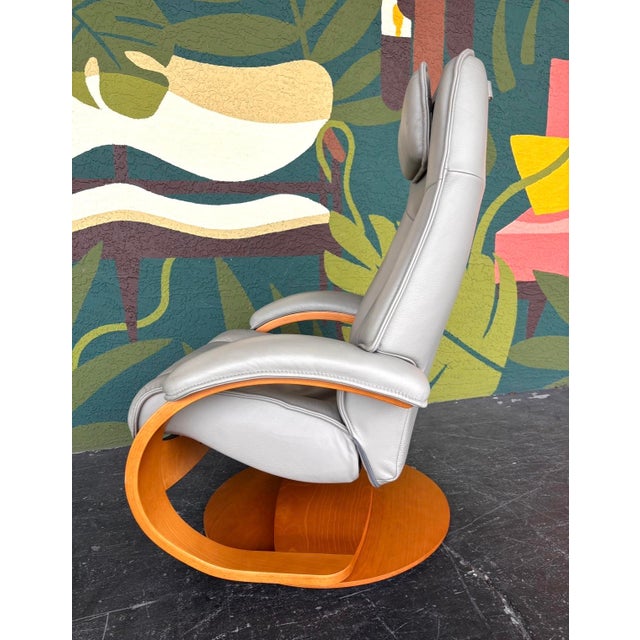 Danish Modern Fjords Admiral Leather Recliner W Otto Pair For Sale - Image 11 of 13