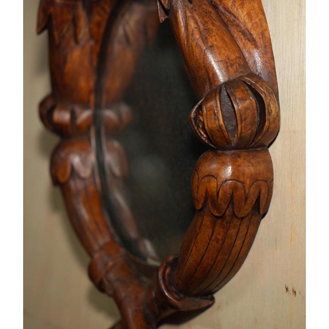 Antique Black Forest Folk Art Wall Mirror of Chap with Bee on Nose For Sale - Image 12 of 18