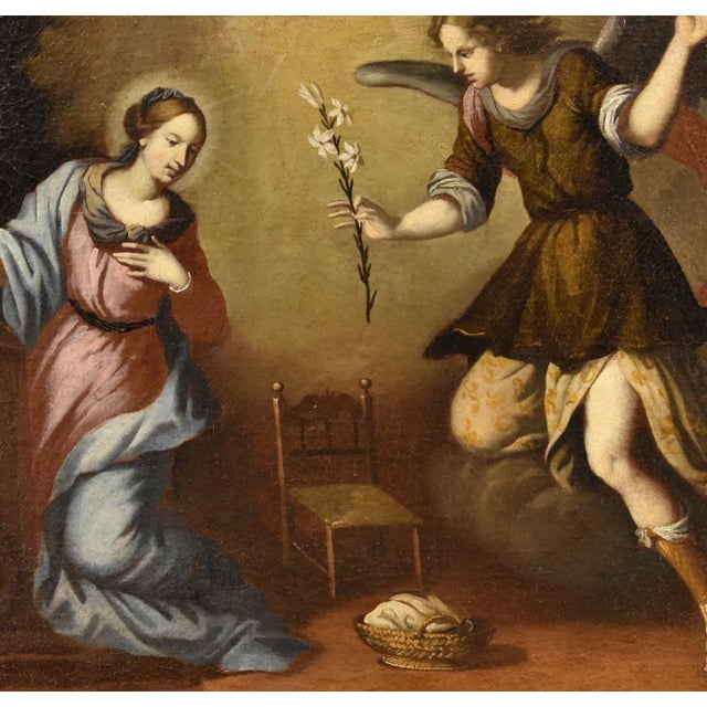 Scuola Toscana, Annunciation, 1650, Oil on Canvas, Framed For Sale - Image 11 of 16