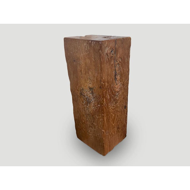 Solid reclaimed teak log style coffee table, bench or as shown in the final images a pedestal at 18 x 13.5 x 41” high....