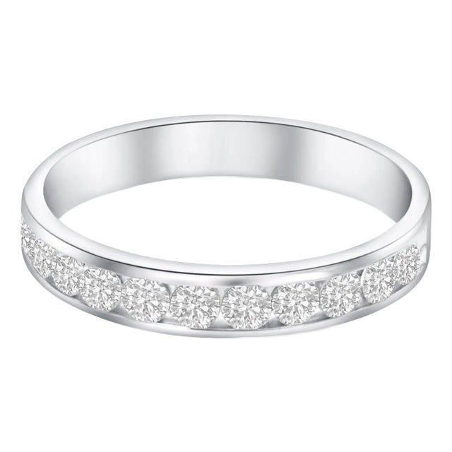 Half Carat Channel Set Diamond Wedding Band, Size 5 For Sale