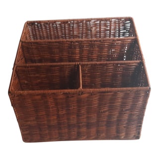 1990s Vintage 3-Tiered Wicker Organizer Basket For Sale