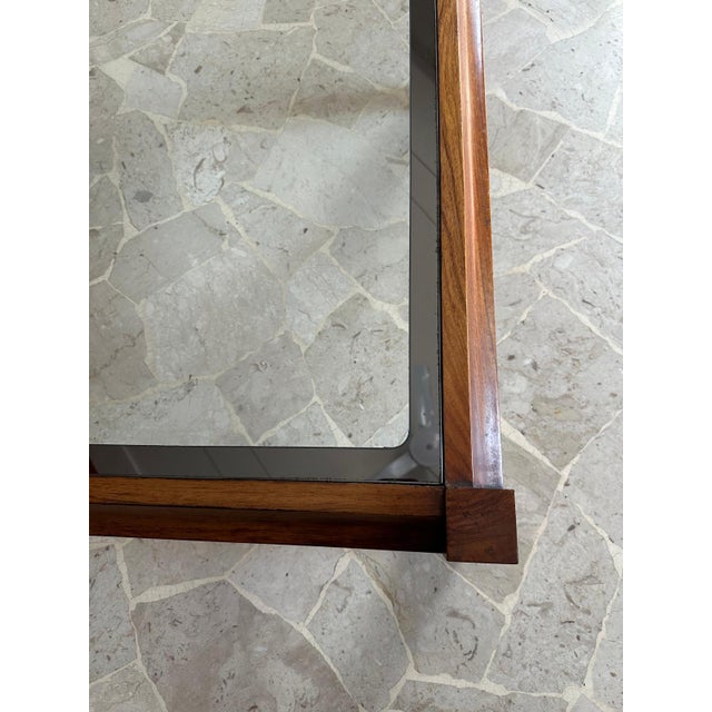 Wood Square Coffee Table in Walnut and Mirrored Glass, Italy, 1970s For Sale - Image 7 of 9