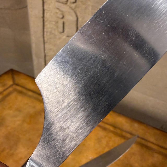 Gray Kalmar Post-Modern Designs Stainless Steel Cutlery Carving Set 3 Pieces Italy For Sale - Image 8 of 17