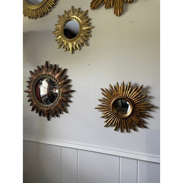 Vintage 1970s French Gilded 13.5" Sunburst Wall Mirror For Sale - Image 18 of 18