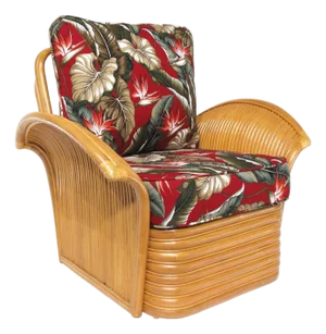 Art Deco Style "Golden Girls" Rattan Fan Arm Lounge Chair