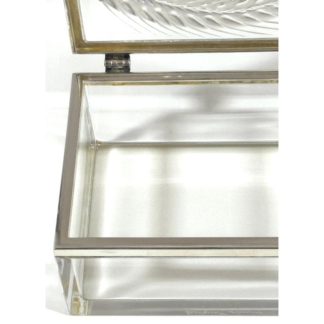 Lalique "Épis" Crystal and Silver-Plated Table Box, France, Circa 1980s For Sale - Image 9 of 14