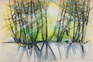 Camille Hilaire, Soleil couchant sur L'Andlau, Lithograph