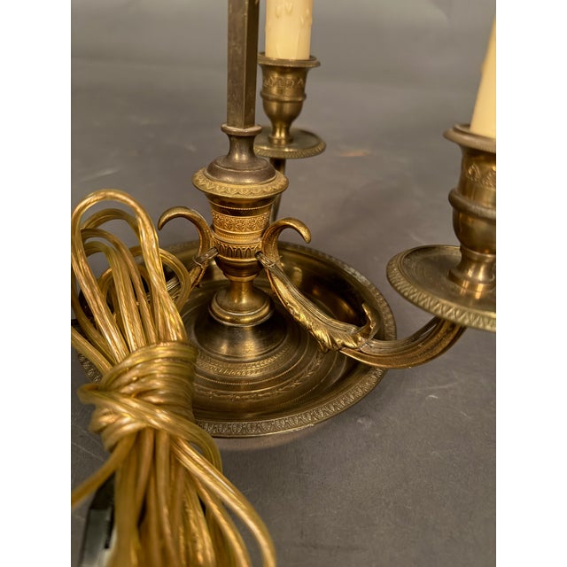 Early 20th Century French Bronze and Tall French Bouillotte Style Table Lamp With Red Hand-Painted Shade For Sale - Image 16 of 16