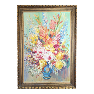 Vintage Botanical Floral Bouquet Still Life Painting Framed