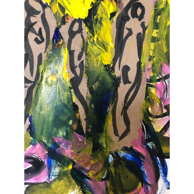 Abstract “three Graces” Abstract Study in Acrylic and Ink by Erik Sulander For Sale - Image 3 of 4