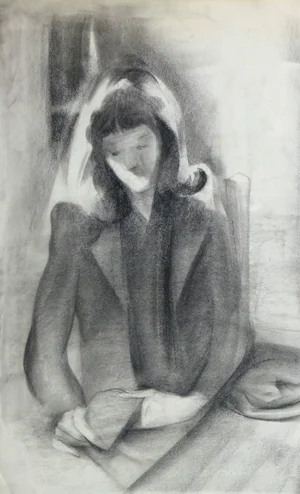 Charcoal Portrait - the Serene Reader