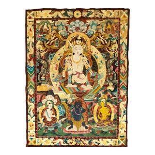 18th–19th Century Large Sino-Tibetan Thangka of Avalokiteshvara With Dragons and Buddhist Deities For Sale