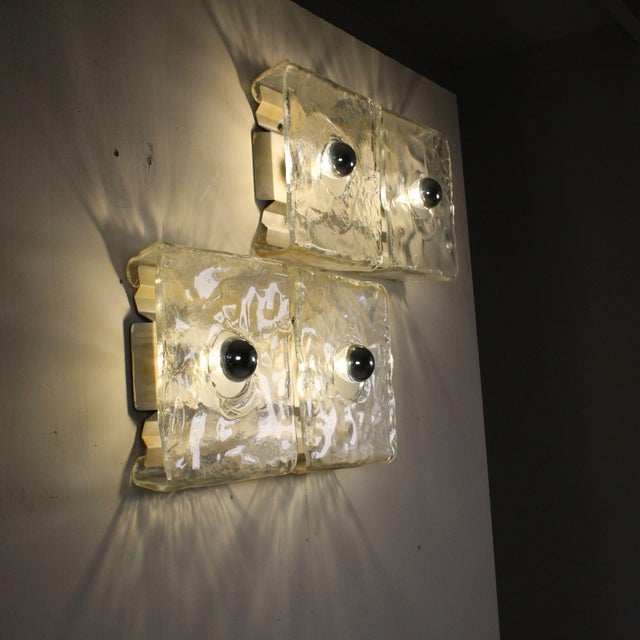 Glass Wall Lighs t by Carlo Nason Kalmar Franken, 1960s, Set of 2 For Sale - Image 4 of 13