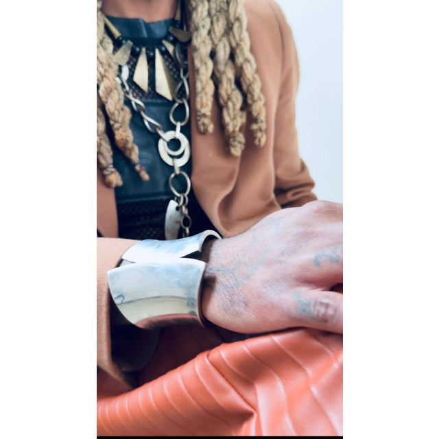 Vintage 1970s Tribal-Inspired Brass Statement Necklace For Sale - Image 4 of 11