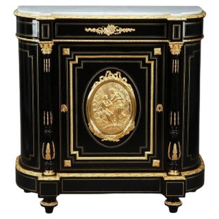Antique Napoleon III Sideboard in Blackened Wood and Gilded Bronze For Sale