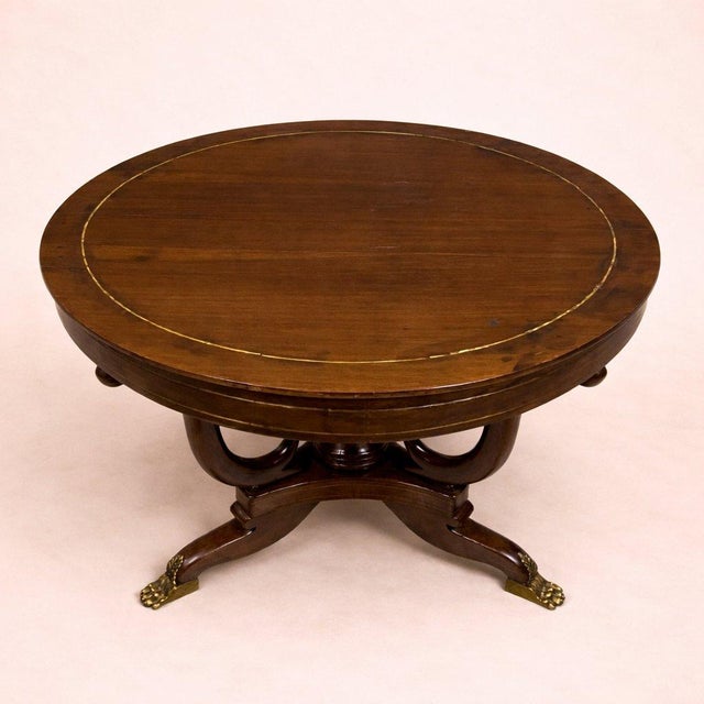 Empire Round Mahogany Table with Inlays and Claw Feet For Sale - Image 4 of 7