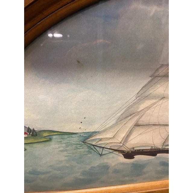 Conant Ball Colonial Maple Wood Console Cabinet Table W Clipper Ship Wall Mirror For Sale - Image 9 of 12