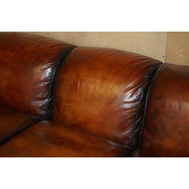 1 of 4 Hand Dyed Brown Leather Howards & Son Style Sofa Part of Suite For Sale - Image 6 of 18