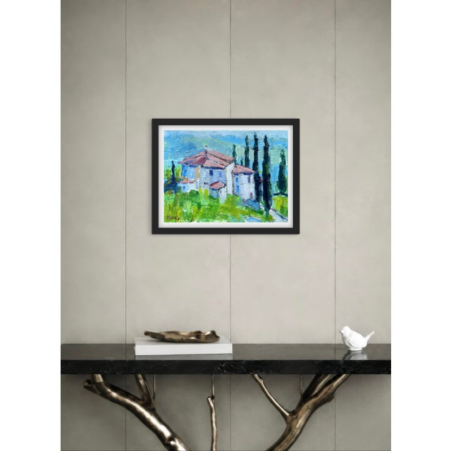 Impressionist Tuscan Villa Among the Cypress - Original Oil Painting For Sale - Image 3 of 8