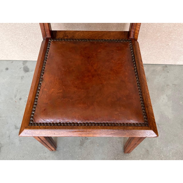 Wood 1930s 40s Modernist Set of Six French Art Deco Oak Dining Chairs Charles Dudouyt For Sale - Image 7 of 18