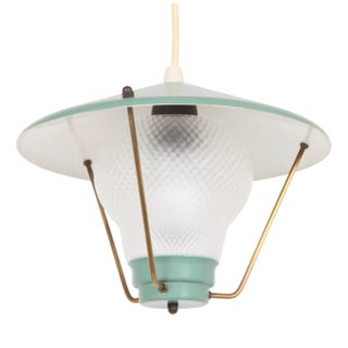 Ceiling Lamp in Metal, Brass and Glass, 1950s For Sale
