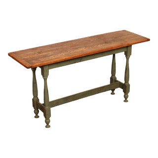 Country Farmhouse Style Hand Crafted Green Painted Console or Sofa Table For Sale