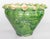 French Country Large Vintage French Green Glazed Terracotta Scalloped Bowl Planter For Sale - Image 3 of 7