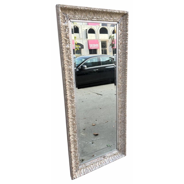 1990s Michael Taylor Acanthus Leaf Silver Giltwood Full Length Mirror For Sale - Image 5 of 7