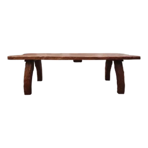 1960s French Brutalist Elm Dining Table or Center Table by Atelier Marolles