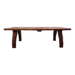 French Brutalist Elm Dining Table or Center Table by Atelier Marolles For Sale