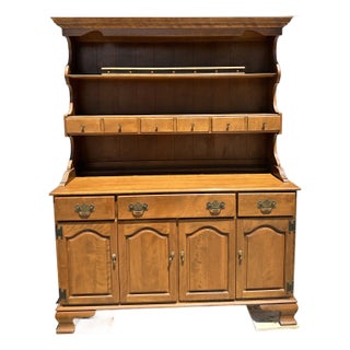 Vintage 1960s Ethan Allen by Baumritter Solid Maple Hutch & Buffet Set – Early American Collection, Nutmeg Maple Finish For Sale