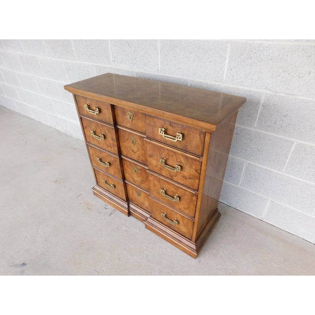 Traditional Drexel Heritage Et Cetera Georgian Style Burl Walnut Console Chest 33.5"w X 13"d For Sale - Image 3 of 18