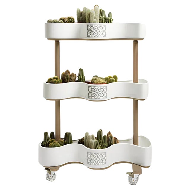 Ainu Collection Vertical Garden Cart of Ceramic and Beech Wood by Soshiro, 2020 For Sale