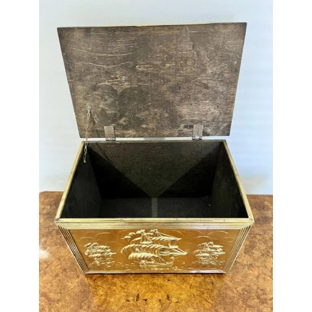 Ornate Brass Coal Box, 1920s For Sale - Image 4 of 6