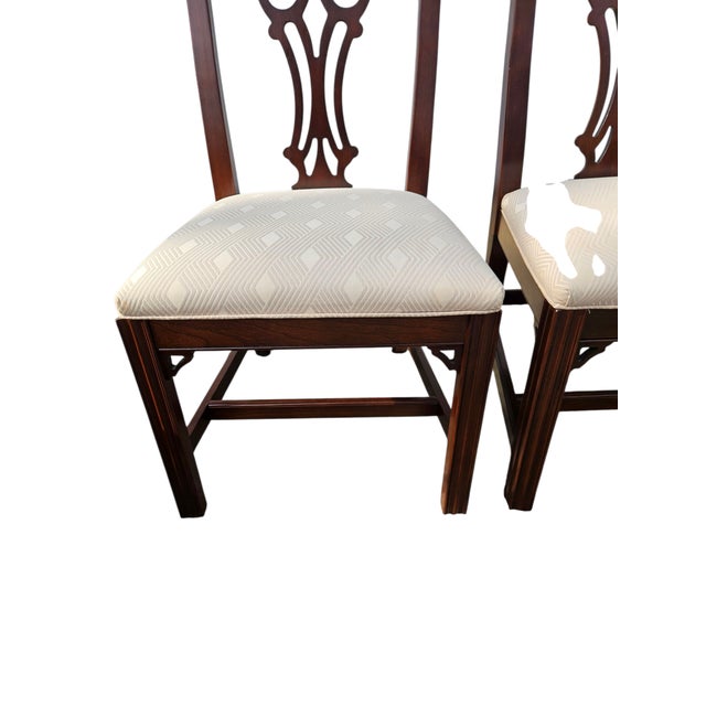 Ethan Allen 1980s Ethan Allen Georgian Court Dining Room Chairs Chippendale Sheild Back For Sale - Image 4 of 12