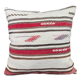 Turkish Hemp Pillow Cushion Natural Beige Red Pillow Cushion Cover 24x24 For Sale