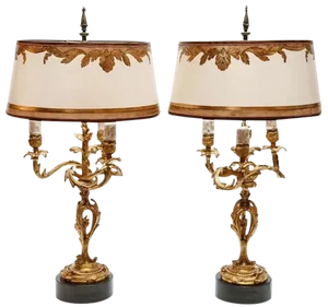 19th C. French Dore Bronze Lamps - a Pair