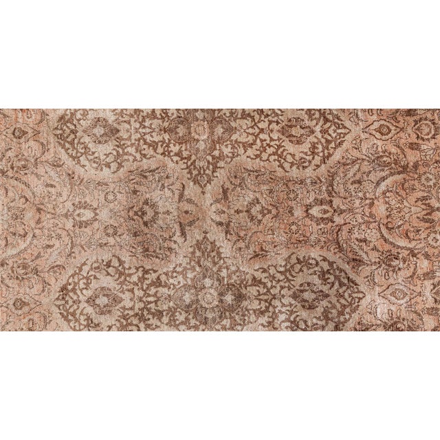 Vintage Persian Tabriz Brown Handmade Wool Rug For Sale - Image 11 of 11