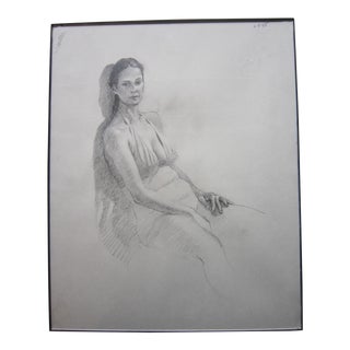 Framed Figural Sketch, Don Emery 1980's For Sale