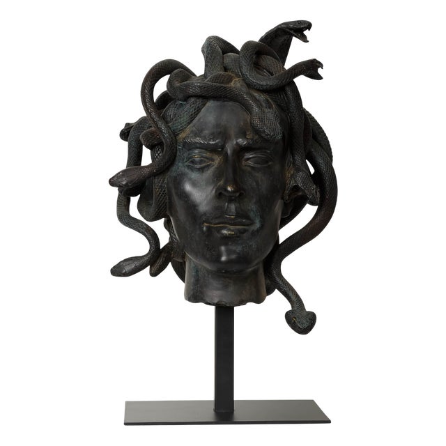 Male Medusa Bust on Stand from Pure White Lines For Sale