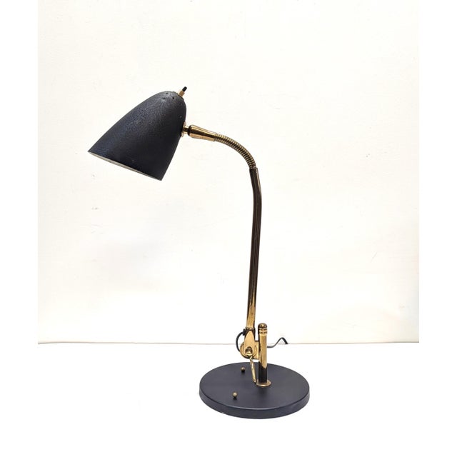 Mid-Century Modern 1940s Belmag Articulating Brass Goose Neck Desk Lamp Christian Dell For Sale - Image 3 of 12