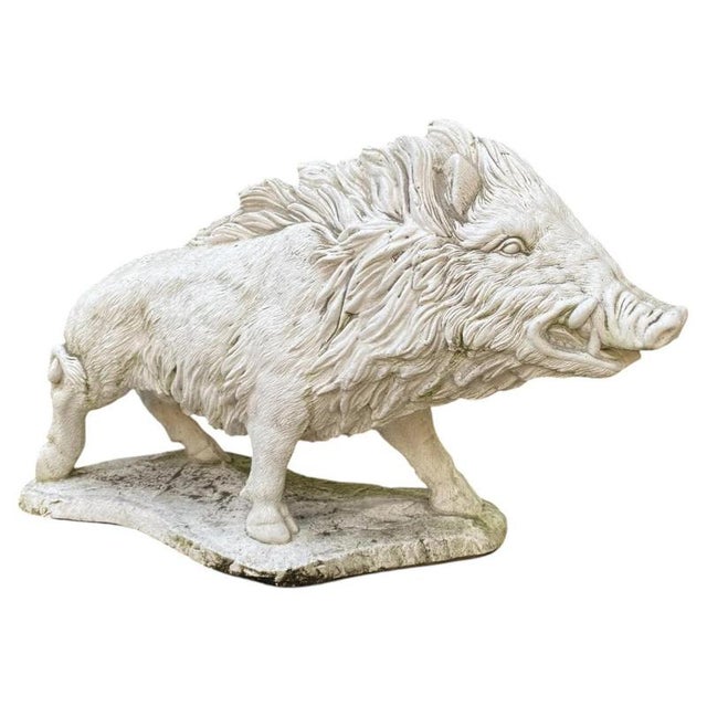 Large Cast Stone Wild Boar Garden Sculpture For Sale - Image 18 of 18