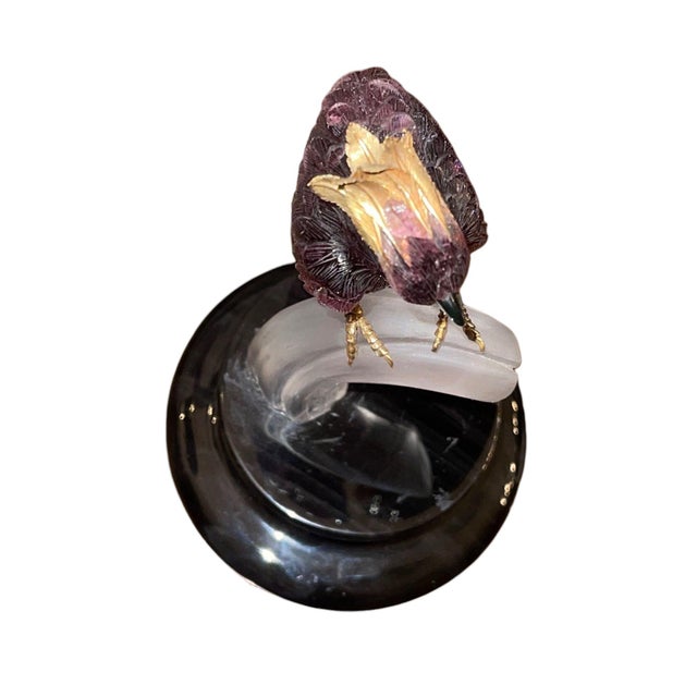 Late 20th Century Rubellite Tourmaline Cockatoo Sculpture by Manfred Wild for Emil Becker. Germany For Sale - Image 9 of 9